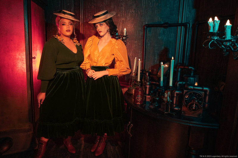 Crimson Peak Edith Victorian Knit Cardigan in Olive with removable velvet brooches. XS-4X