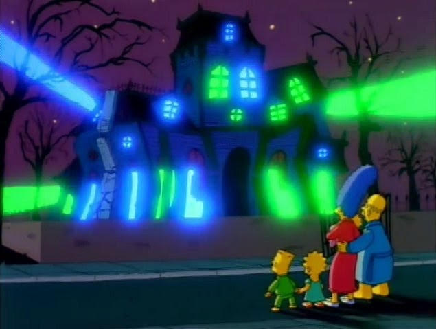 A frame from The Simpsons' Halloween Special "Bad Dream House"