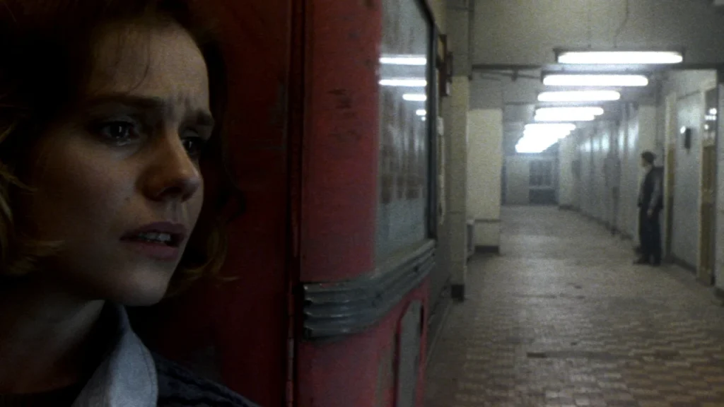 The hallway scene in Mute Witness