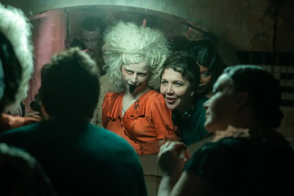 Maggie Gyllenhaal on set of THE BRIDE! (Credit: Warner Bros.)