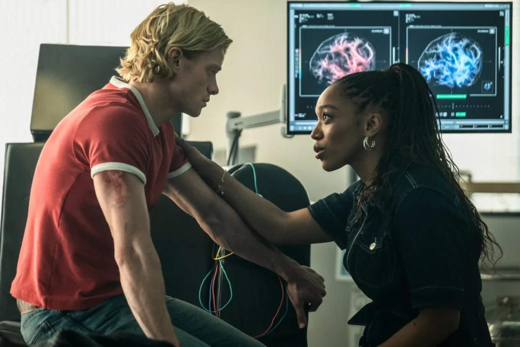 Tom Rhys Harries and Naomi Ackie in CLAYFACE. (Credit: Warner Bros.)