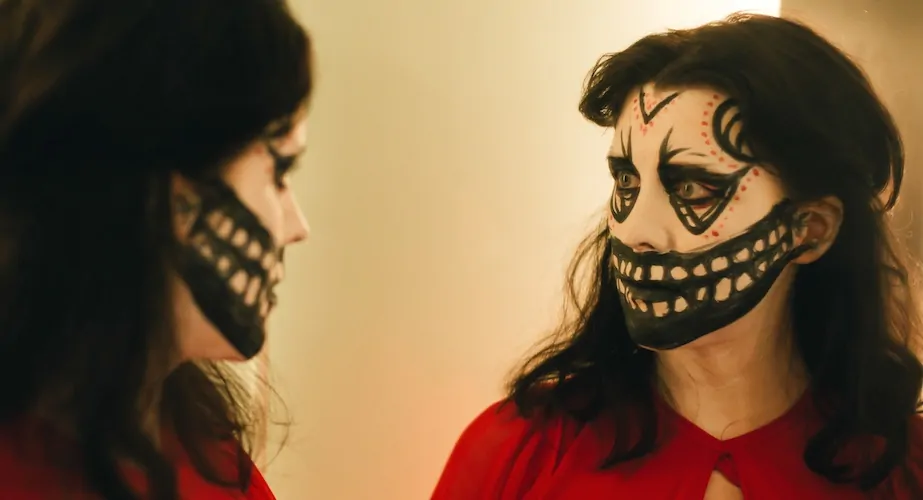Midsummer Night's Dream director Alice Lowe in PREVENGE (Credit: Shudder)