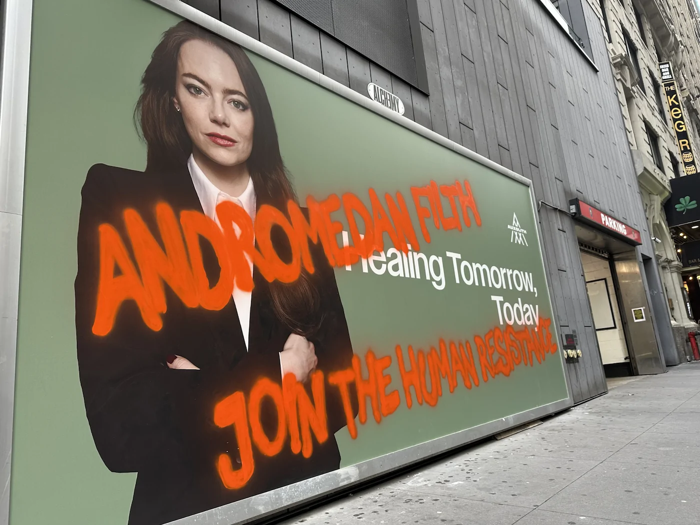 BUGONIA billboard in New York (Credit: Focus Features)