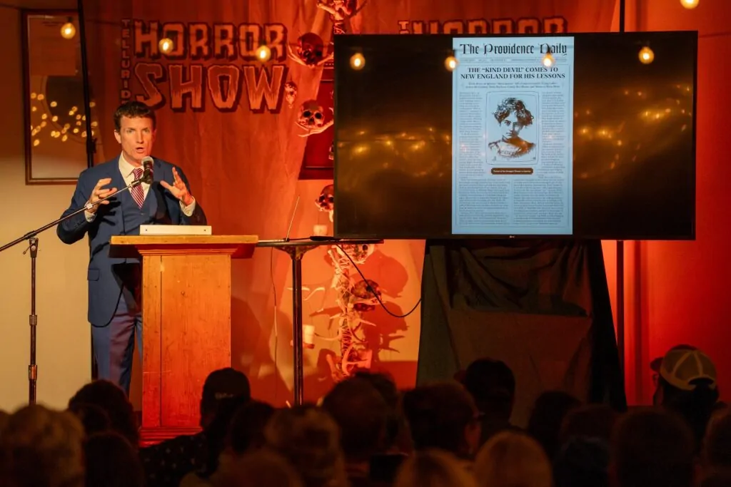 Grady Hendrix on stage at the Telluride Horror Show