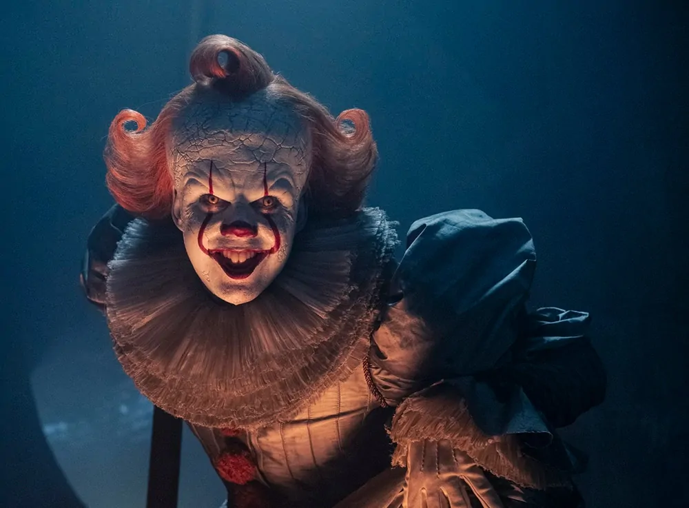 Bill Skarsgård as Pennywise in WELCOME TO DERRY (Credit: Brooke Palmer/HBO)