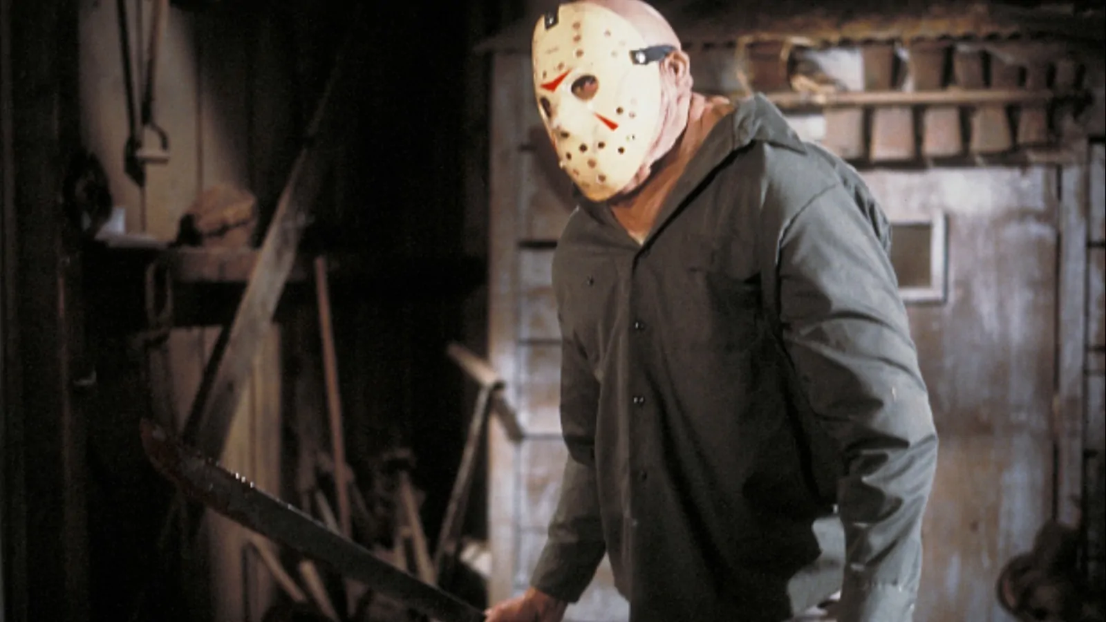 Jason Voorhees with his machete in Friday the 13th Part III