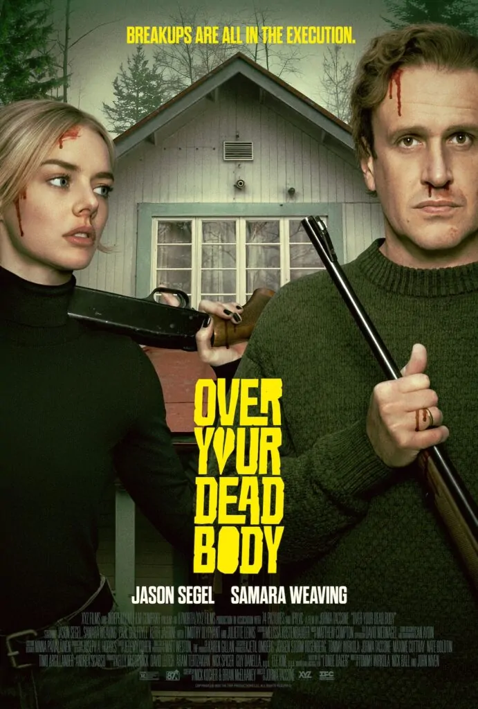 Samara Weaving and Jason Segel in OVER YOUR DEAD BODY (Credit: Independent Film Company)