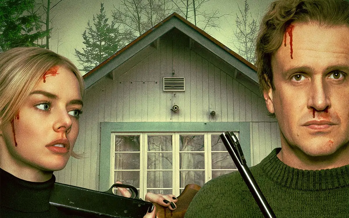 Samara Weaving and Jason Segel in OVER YOUR DEAD BODY (Credit: Independent Film Company)