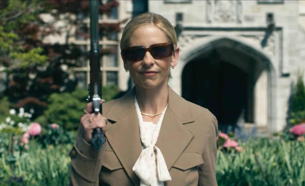 Sarah Michelle Gellar in Radio Silence's READY OR NOT 2: HERE I COME, hitting theaters this March (Credit: Searchlight Pictures)
