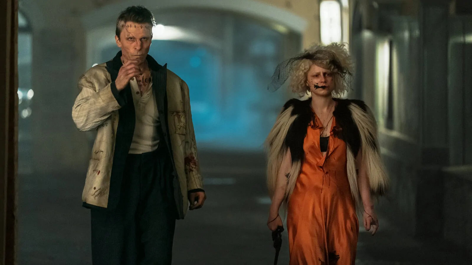 Christian Bale and Jessie Buckley in Maggie Gyllenhaal's THE BRIDE! (Credit: Warner Bros. Pictures)