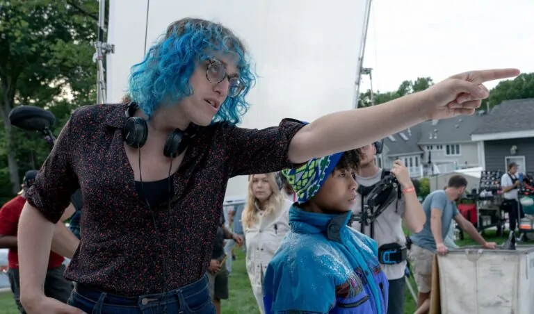 Jane Schoenbrun on the set of I SAW THE TV GLOW (Credit: A24)