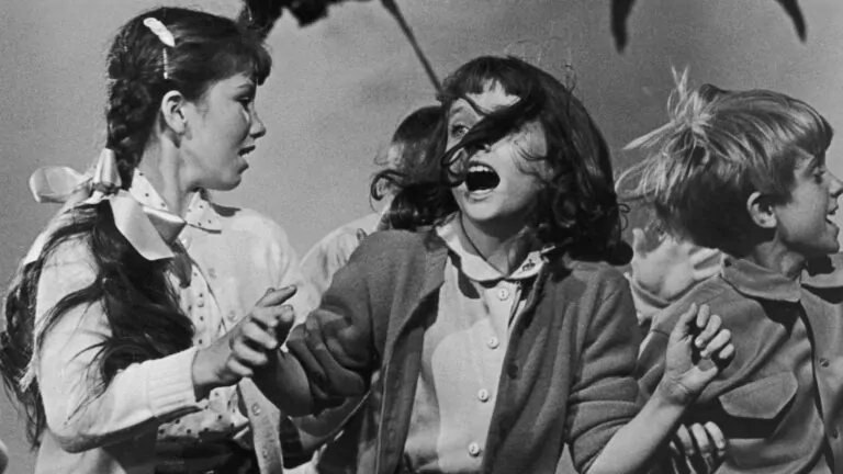 Kids being attacked in Alfred Hitchcock's The Birds