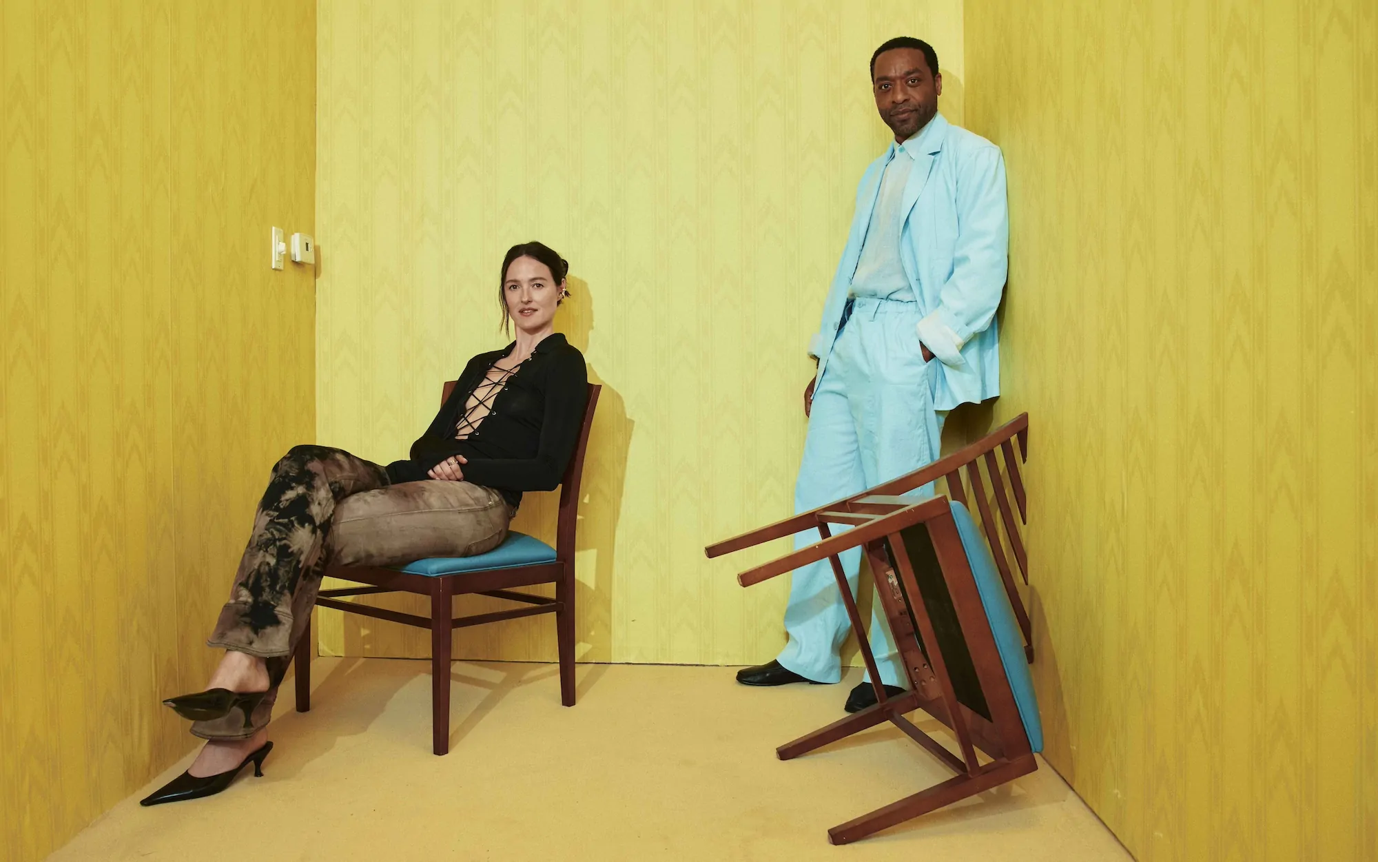 Renate Reinsve and Chiwetel Ejiofor at the BACKROOMS experience (Credit: A24/Sela Shiloni)