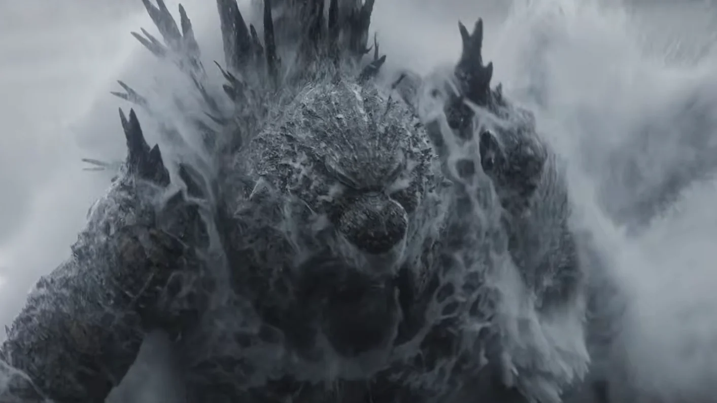 Godzilla emerging from the water in Godzilla Minus Zero