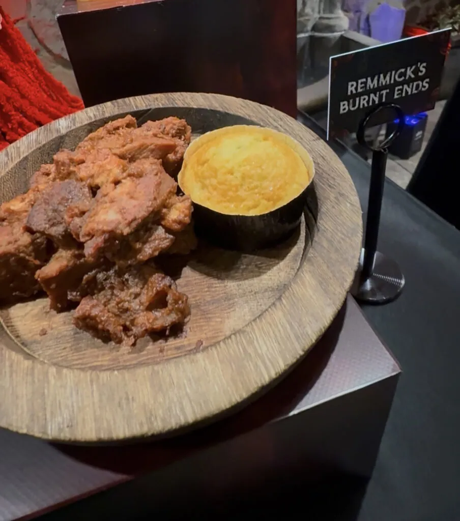 HHN Food Menu 2026 SINNERS Remmick's burnt ends and cornbread (Credit: Angel Melanson)