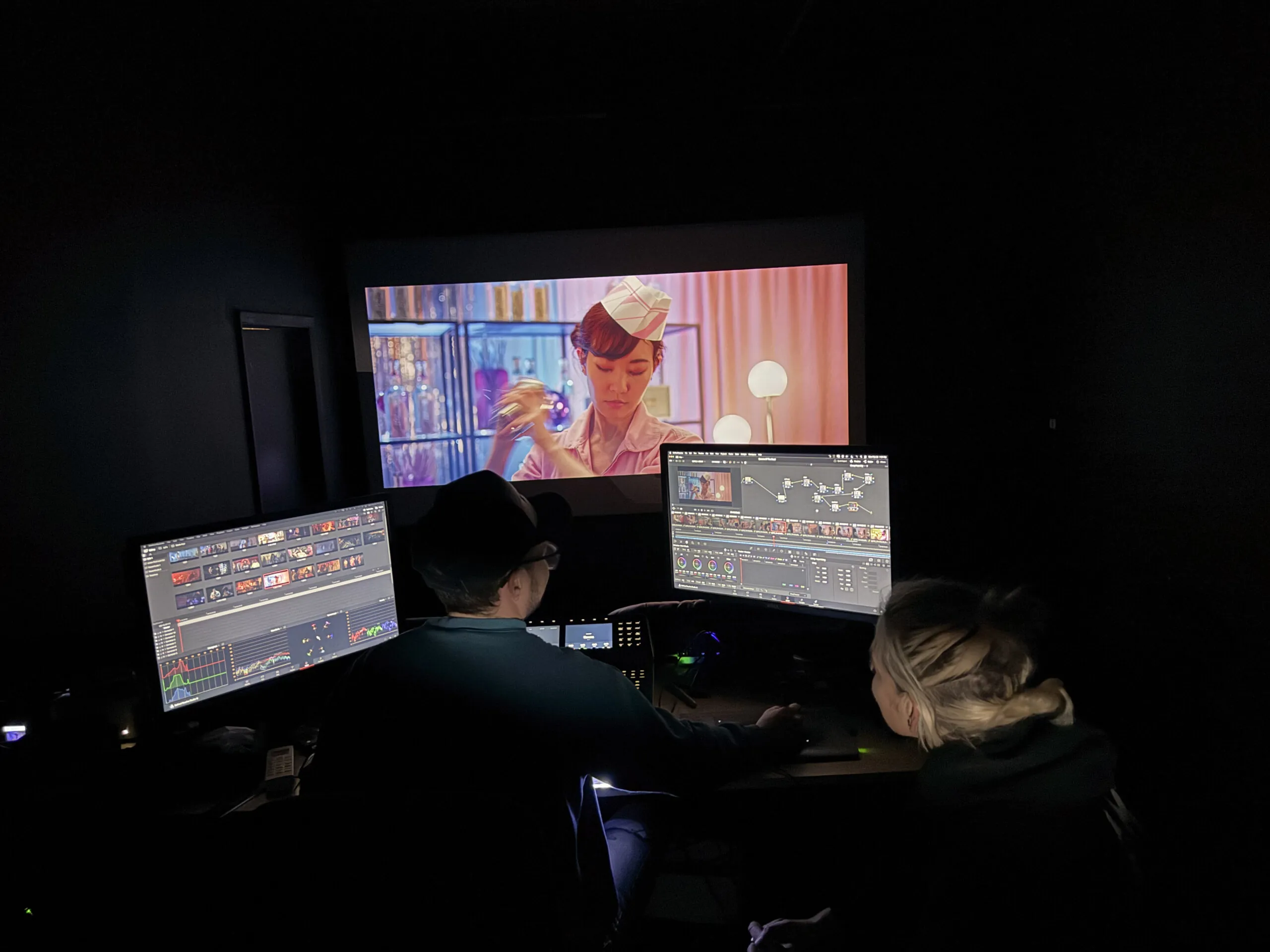 Marika Litz Color grading QUEENS OF THE DEAD with director Tina Romero (Courtesy of Marika Litz)
