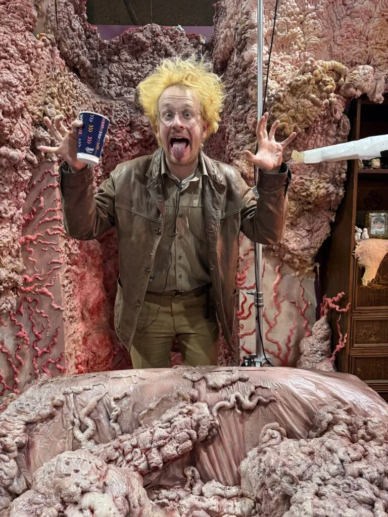 Director Rocko Zevenbergen on the "flesh apartment" set.