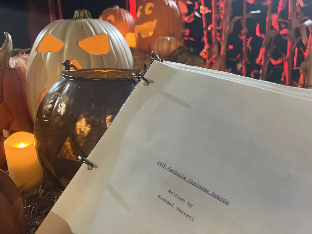 The 2026 FANGORIA Chainsaw Awards script. (Courtesy of Michael Varrati)