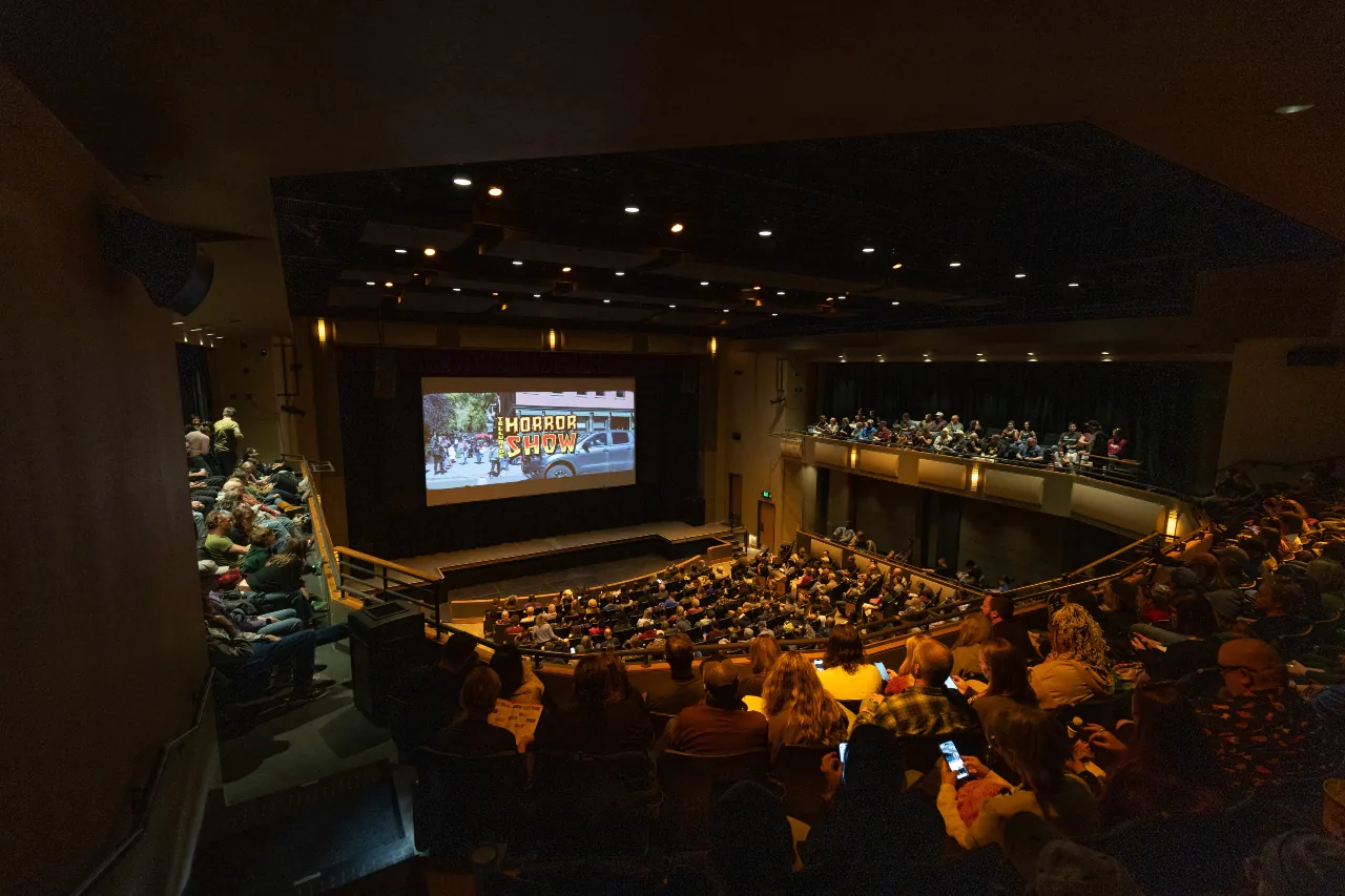 The sold-out crowd for RIVER at Telluride Horror Show's Palm theatre.