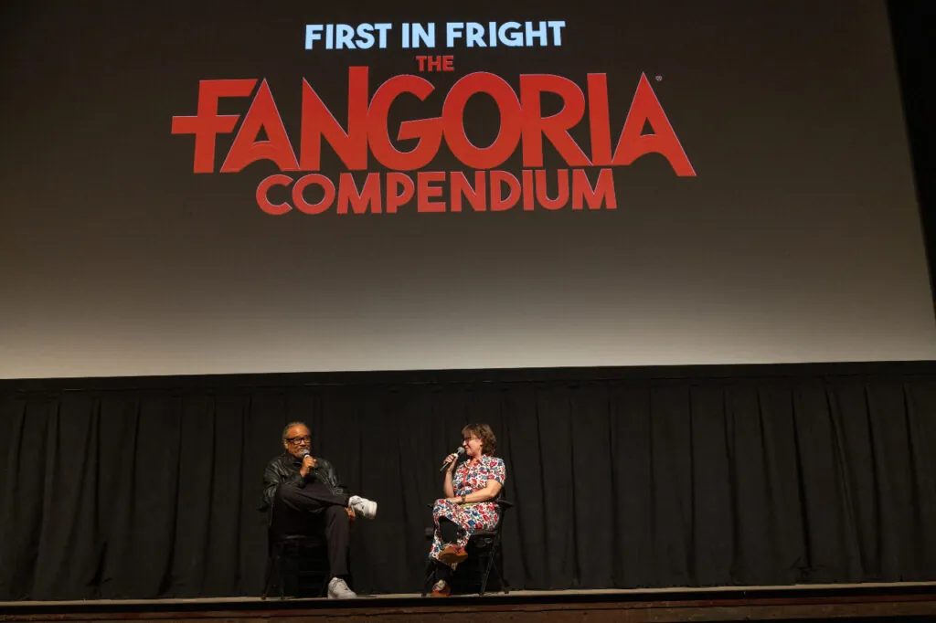 Meredith Borders and Ernest Dickerson on stage at Telluride Horror Show.